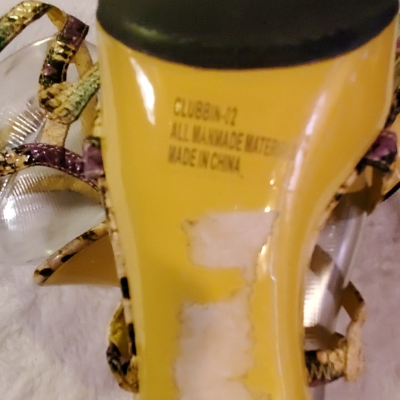 Rouge Helium Womens Strappy Heels Yellow Clubbin - Picture 7 of 8